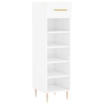 vidaXL Botník lesklý biely 30x35x105 cm spracované drevo – Obrázok 2