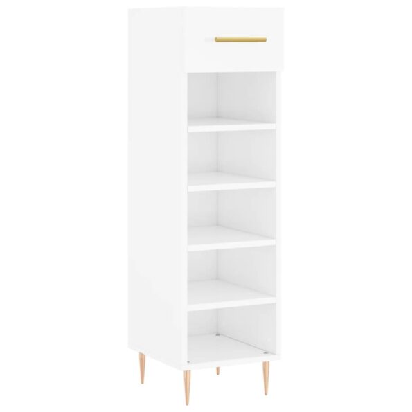 vidaXL Botník lesklý biely 30x35x105 cm spracované drevo – Obrázok 2
