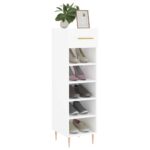 vidaXL Botník lesklý biely 30x35x105 cm spracované drevo – Obrázok 3