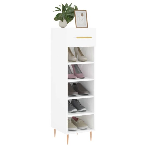 vidaXL Botník lesklý biely 30x35x105 cm spracované drevo – Obrázok 3