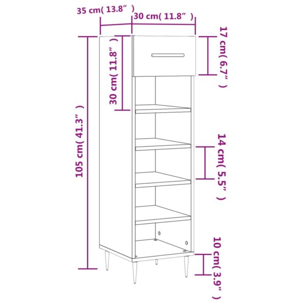 vidaXL Botník lesklý biely 30x35x105 cm spracované drevo – Obrázok 12