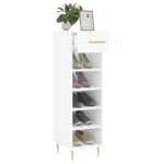 vidaXL Botník lesklý biely 30x35x105 cm spracované drevo – Obrázok 4