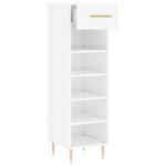 vidaXL Botník lesklý biely 30x35x105 cm spracované drevo – Obrázok 5