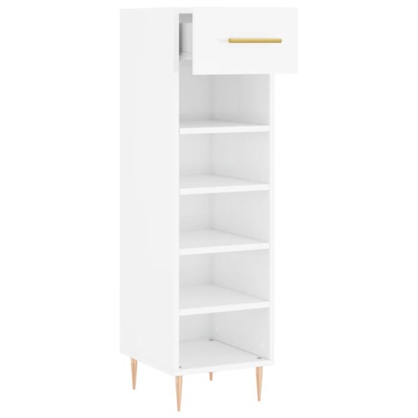 vidaXL Botník lesklý biely 30x35x105 cm spracované drevo – Obrázok 5