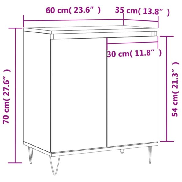 vidaXL Komoda dymový dub 60x35x70 cm spracované drevo – Obrázok 11