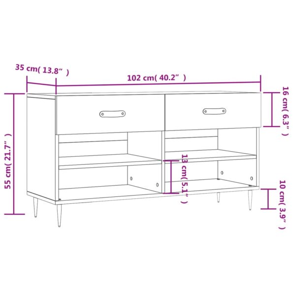 vidaXL Lavička na topánky, dub sonoma 102x35x55 cm, kompozitné drevo – Obrázok 12