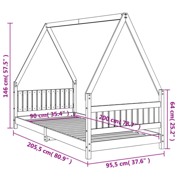 vidaXL Rám detskej postele biely 90x200 cm masívna borovica – Obrázok 9