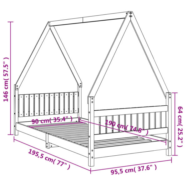 vidaXL Rám detskej postele biely 90x190 cm masívna borovica – Obrázok 9