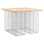 vidaXL Záhradný stôl s gabiónovým dizajnom 100x102x72 cm, masívne borovicové drevo – Obrázok 2