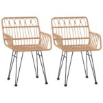 vidaXL Záhradné stoličky 2 ks s opierkami rúk 56x64x80 cm PE Rattan – Obrázok 2