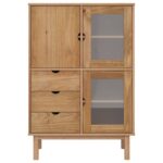 vidaXL Vysoká skrinka OTTA 85x43x125 cm, borovicový masív – Obrázok 3