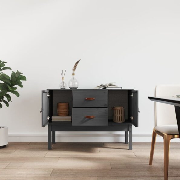 vidaXL Komoda sivá 110x40x78 cm borovicový masív – Obrázok 3