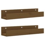 vidaXL Nástenné skrinky 2 ks medovohnedé 50x12x9 cm masívna borovica – Obrázok 2