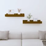 vidaXL Nástenné skrinky 2 ks medovohnedé 50x12x9 cm masívna borovica