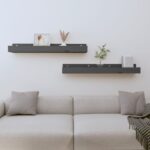 vidaXL Nástenné skrinky 2 ks sivé 80x12x9 cm masívna borovica