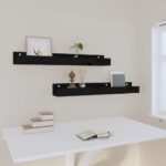 vidaXL Nástenné skrinky 2 ks čierne 80x12x9 cm masívna borovica – Obrázok 6