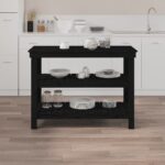 vidaXL Pracovná lavica čierna 110,5x50x80 cm masívna borovica – Obrázok 3