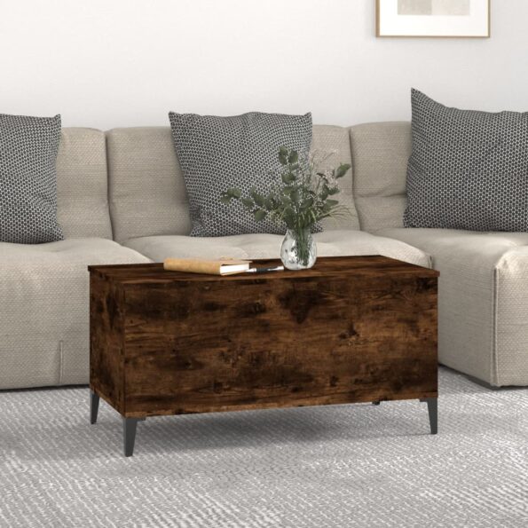 vidaXL Konferenčný stolík dymový dub 90x44,5x45 cm spracované drevo – Obrázok 3