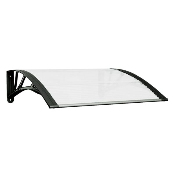 vidaXL Vchodová strieška čierna a priehľadná 80x75 cm polykarbonát – Obrázok 2