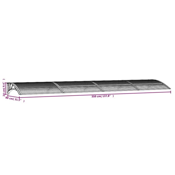 vidaXL Vchodová strieška čierna 350x75cm polykarbonát – Obrázok 6