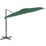 vidaXL Závesný slnečník s hliníkovou tyčou zelený 400x300 cm – Obrázok 3