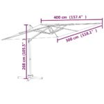 vidaXL Závesný slnečník s hliníkovou tyčou zelený 400x300 cm – Obrázok 10