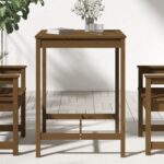 vidaXL Záhradný stolík medovohnedý 82,5x82,5x110 cm borovicový masív – Obrázok 3