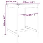 vidaXL Záhradný stolík medovohnedý 82,5x82,5x110 cm borovicový masív – Obrázok 7