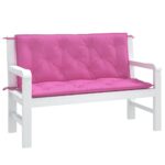 vidaXL Podložky na záhradnú lavičku 2 ks ružové 120x50x7 cm látka – Obrázok 3