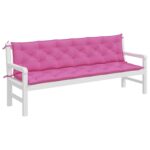 vidaXL Podložky na záhradnú lavičku 2 ks ružové 200x50x7 cm látka – Obrázok 3