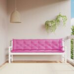 vidaXL Podložky na záhradnú lavičku 2 ks ružové 200x50x7 cm látka