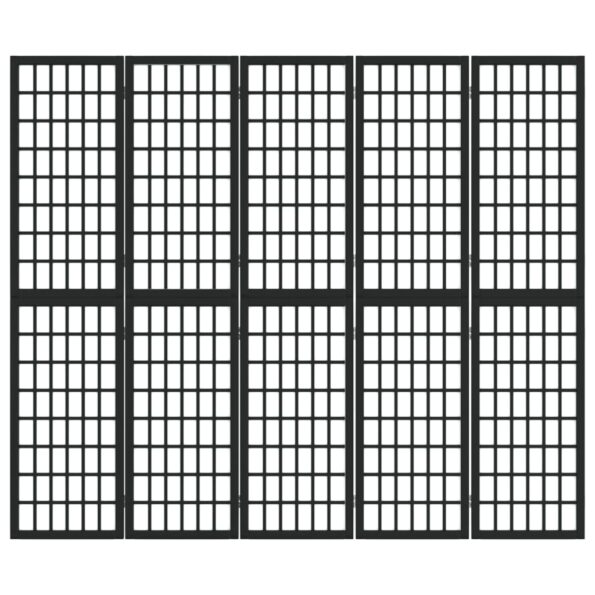 vidaXL Skladací paraván s 5 panelmi japonský štýl 200x170 cm čierny – Obrázok 3