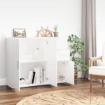 vidaXL Komoda biela 91x29,5x75 cm spracované drevo – Obrázok 3