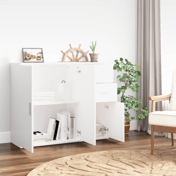 vidaXL Komoda biela 91x29,5x75 cm spracované drevo – Obrázok 3