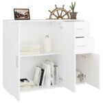 vidaXL Komoda biela 91x29,5x75 cm spracované drevo – Obrázok 4