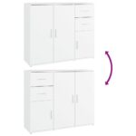 vidaXL Komoda biela 91x29,5x75 cm spracované drevo – Obrázok 9