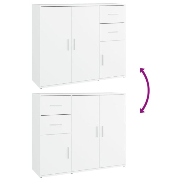 vidaXL Komoda biela 91x29,5x75 cm spracované drevo – Obrázok 9