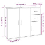 vidaXL Komoda biela 91x29,5x75 cm spracované drevo – Obrázok 11
