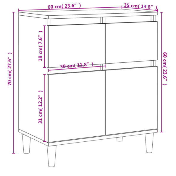 vidaXL Komoda dymový dub 60x35x70 cm spracované drevo – Obrázok 10