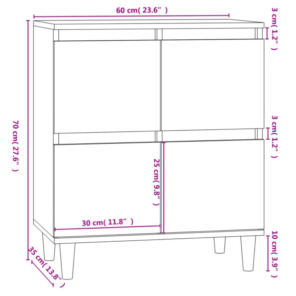 vidaXL Komoda dymový dub 60x35x70 cm spracované drevo – Obrázok 10