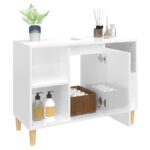 vidaXL Umývadlová skrinka lesklá biela 80x33x60 cm kompozitné drevo – Obrázok 5