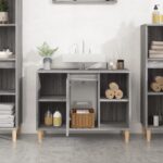 vidaXL Umývadlová skrinka sivý dub sonoma 80x33x60 cm kompozitné drevo – Obrázok 3