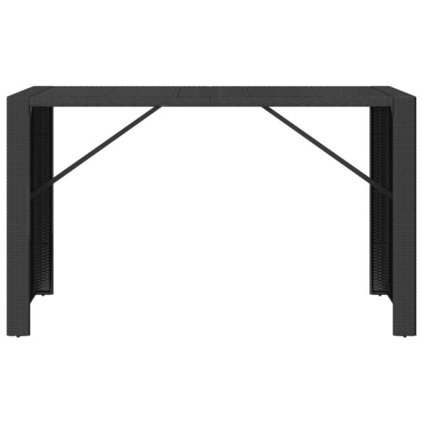 vidaXL Záhradný stôl so sklenenou doskou čierny 185x80x110cm polyratan – Obrázok 3