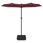 vidaXL Záhradný slnečník, dvojitá strieška+LED, bordový 316x145 cm – Obrázok 4