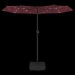 vidaXL Záhradný slnečník, dvojitá strieška+LED, bordový 316x145 cm – Obrázok 6
