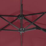 vidaXL Záhradný slnečník, dvojitá strieška+LED, bordový 316x145 cm – Obrázok 8