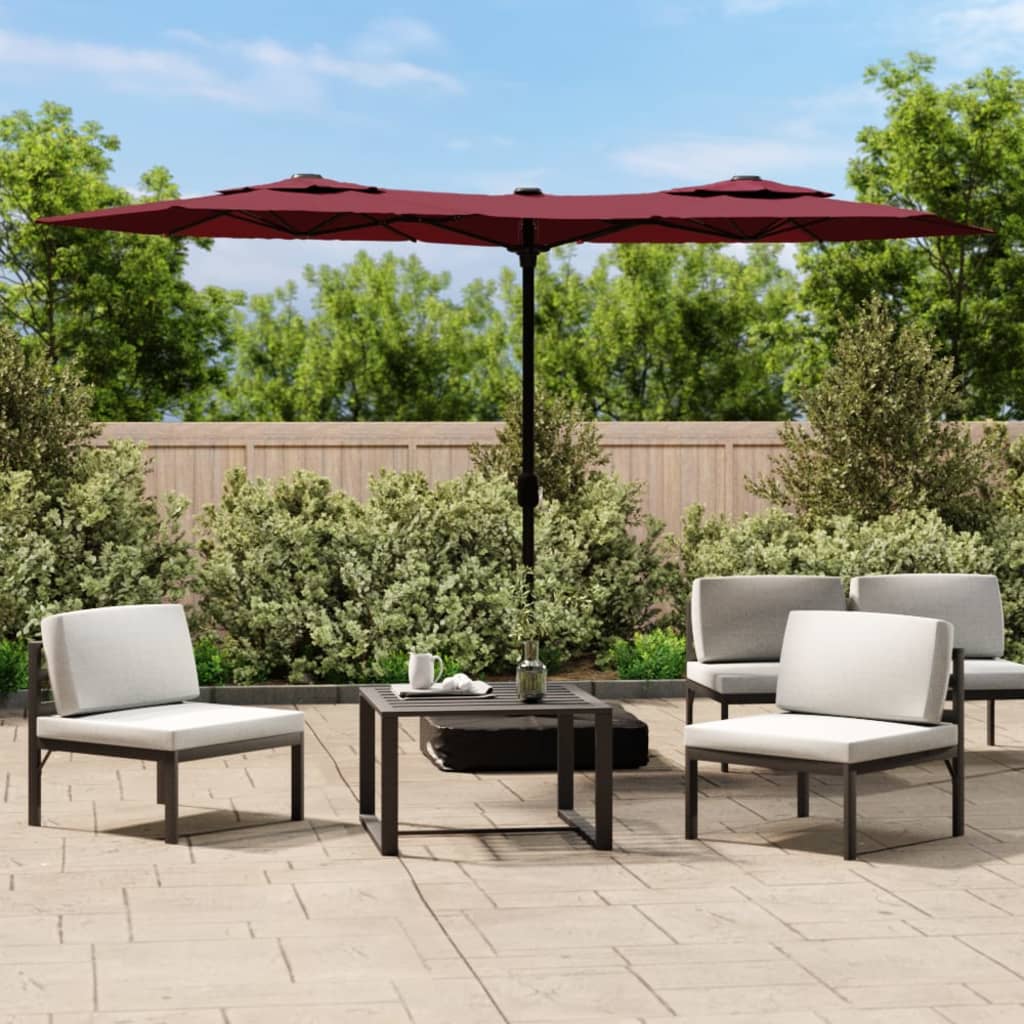VXL8720845748579_m_en_hd_1.jpg vidaXL Záhradný slnečník, dvojitá strieška+LED, bordový 316x145 cm – Obrázok 1