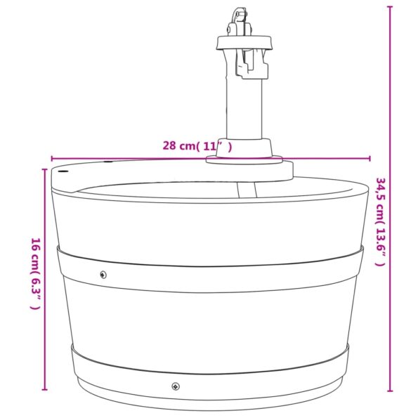 vidaXL Vodná fontána s čerpadlom 28x28x34,5 cm masívna jedľa – Obrázok 9