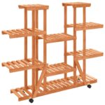 vidaXL Stojan na kvetiny s kolieskami 110x25x115 cm masívna jedľa – Obrázok 2