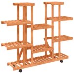 vidaXL Stojan na kvetiny s kolieskami 110x25x115 cm masívna jedľa – Obrázok 6